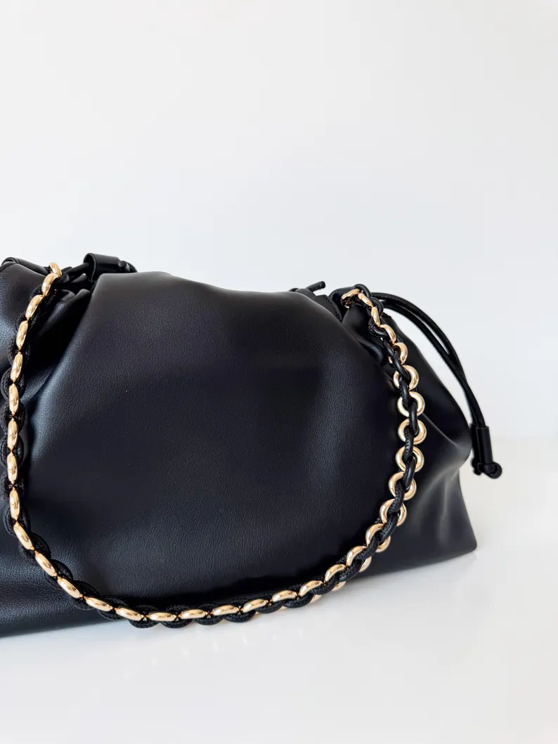 Soft Leather Drawstring Bucket Bag