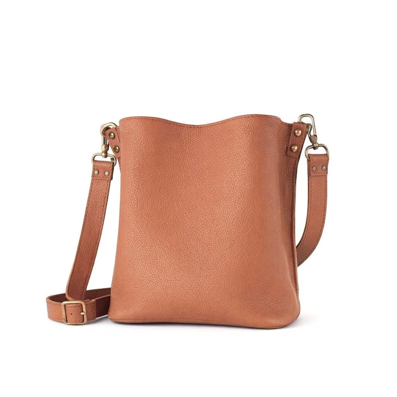 Genuine Pebbled Leather Adjustable Strap Hobo Shoulder Tote Bag