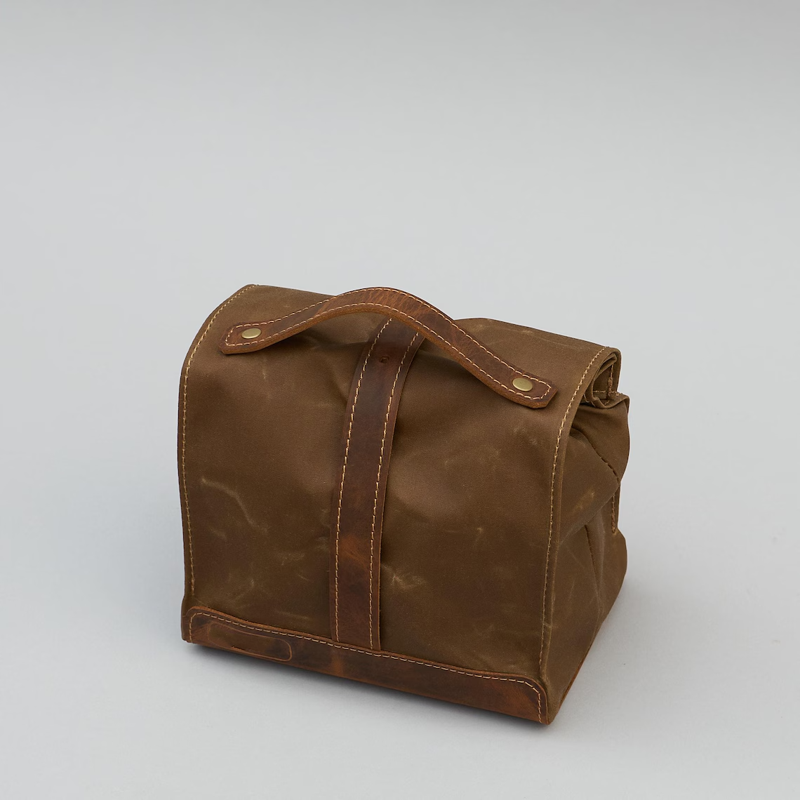 Vintage Waxed Canvas Roll Top Lunch Bag