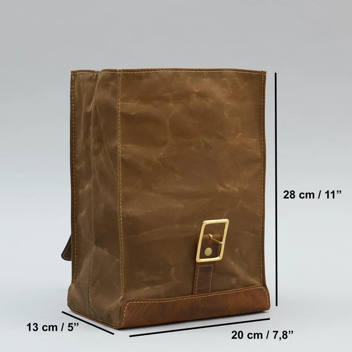 Vintage Waxed Canvas Roll Top Lunch Bag