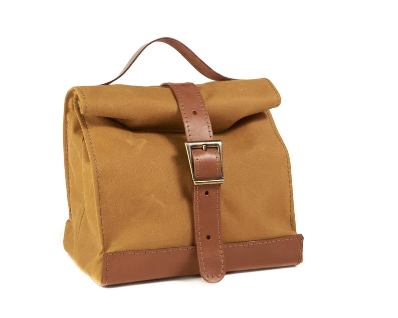 Vintage Waxed Canvas Roll Top Lunch Bag