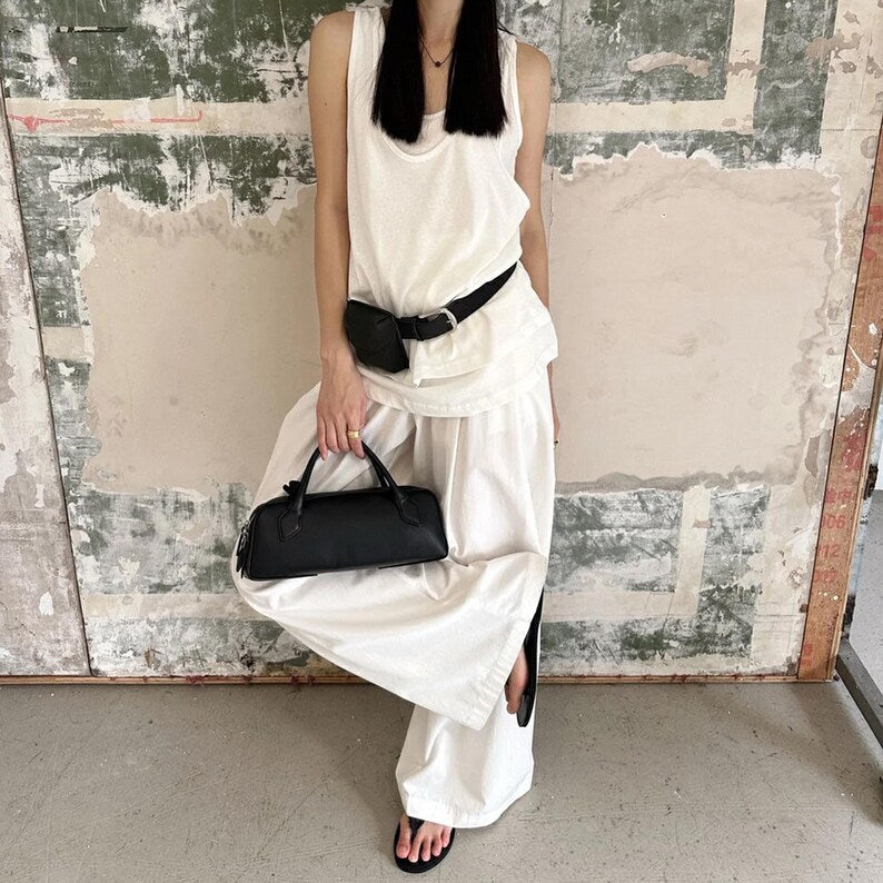 Smooth Leather Mini Long Doctor Handbag