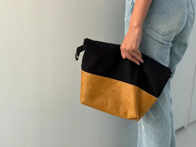Two-Tone Color Block Insulated Lunch Tote Bag