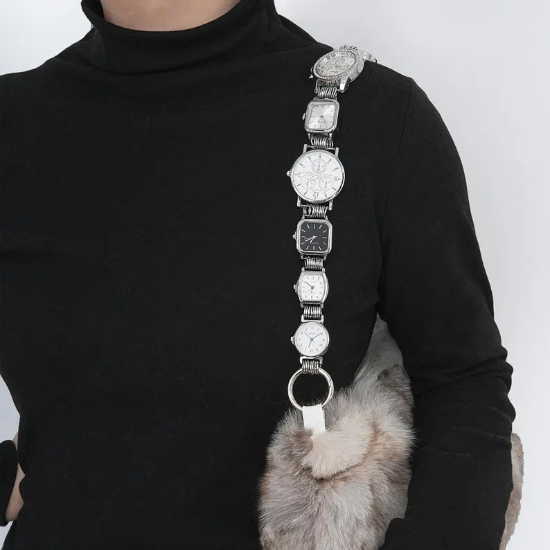 Vintage Silver Multi-Watch Alloy Decorative Bag