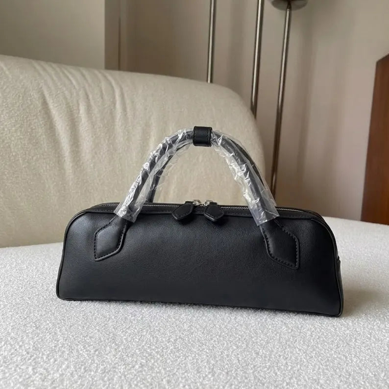 Smooth Leather Mini Long Doctor Handbag