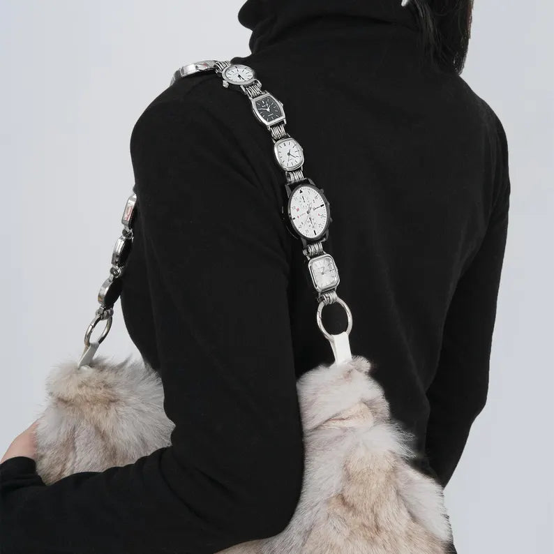 Vintage Silver Multi-Watch Alloy Decorative Bag