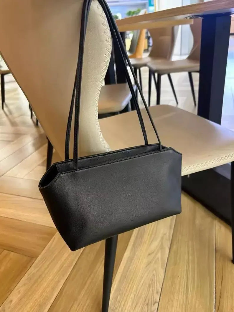 Smooth Leather Mini Doctor Shoulder Bag with Thin Dual Handles