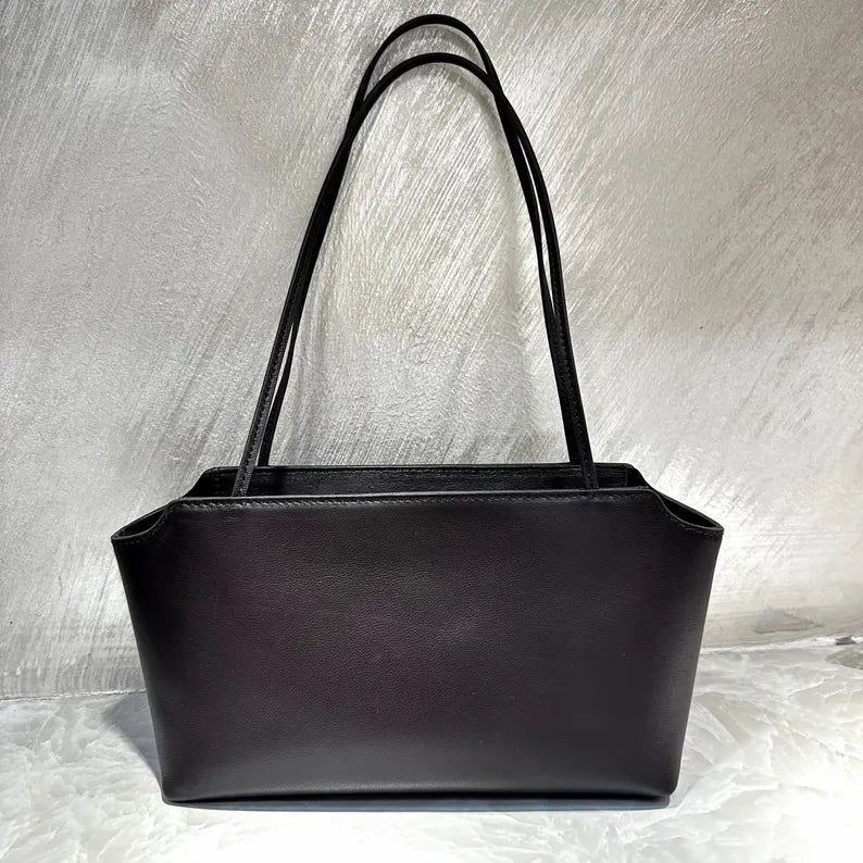 Smooth Leather Mini Doctor Shoulder Bag with Thin Dual Handles