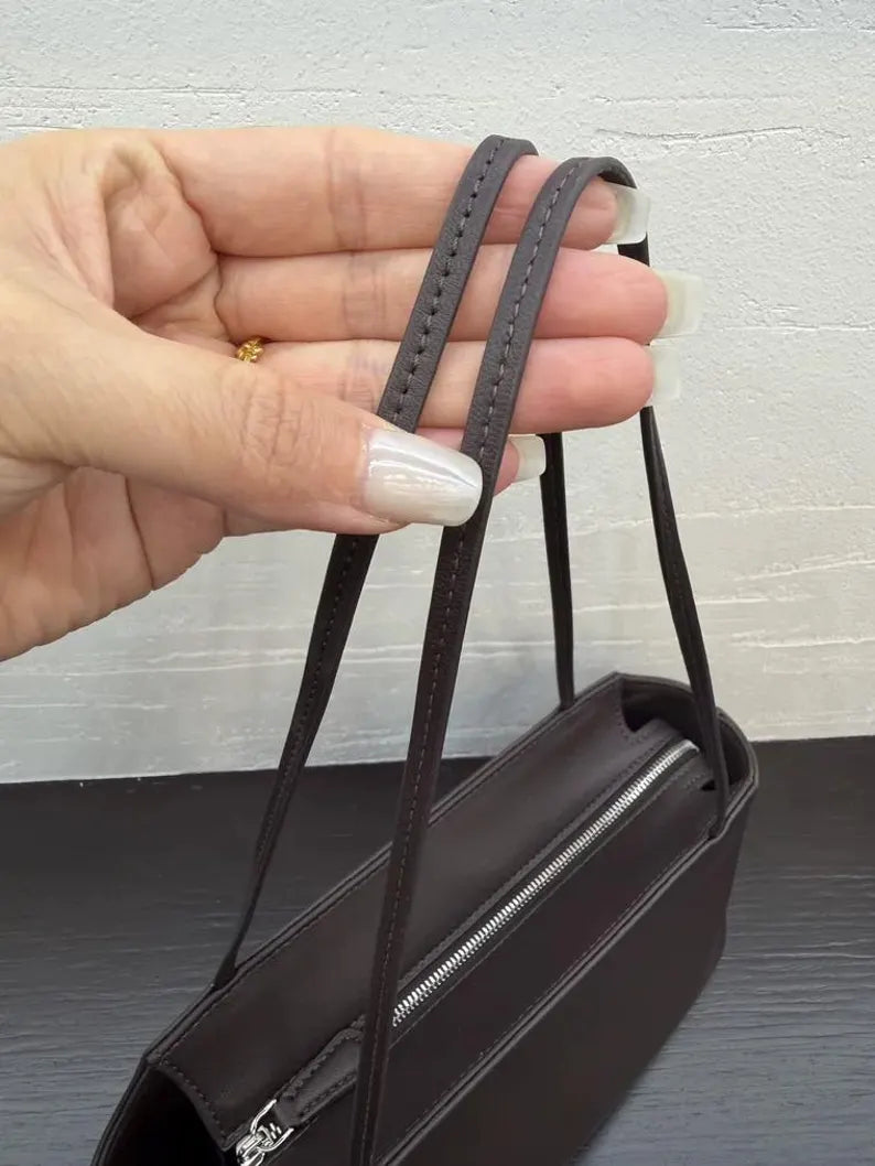 Smooth Leather Mini Doctor Shoulder Bag with Thin Dual Handles