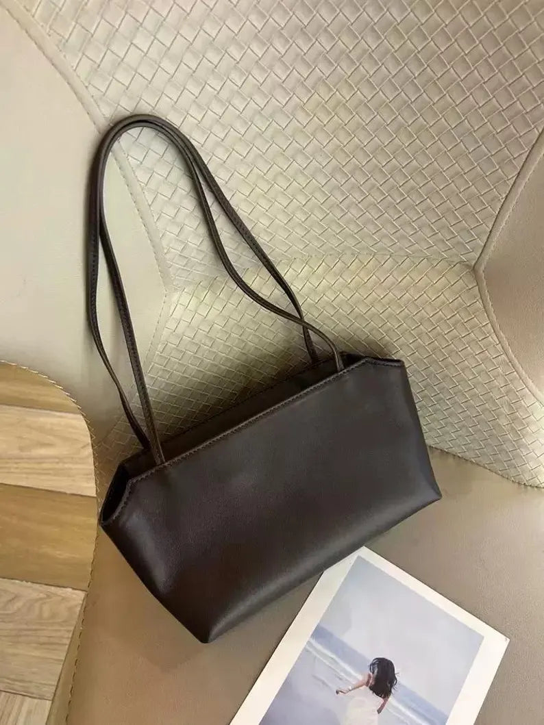 Smooth Leather Mini Doctor Shoulder Bag with Thin Dual Handles