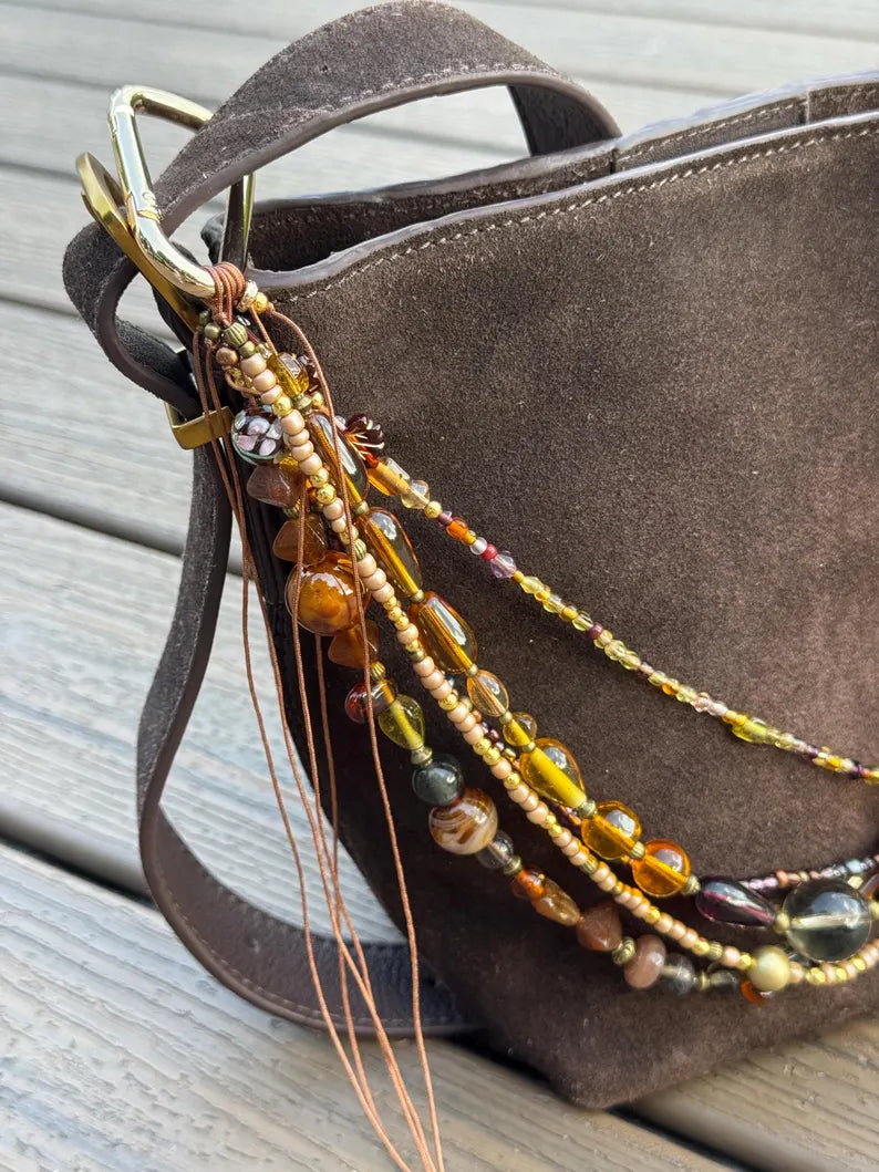 Dark Suede Bucket Crossbody Bag