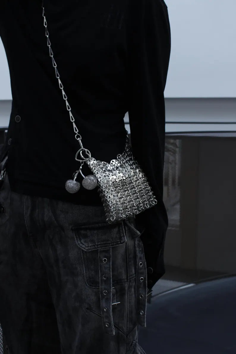 Handmade Interlock Metal Plate Mini Crossbody Bag