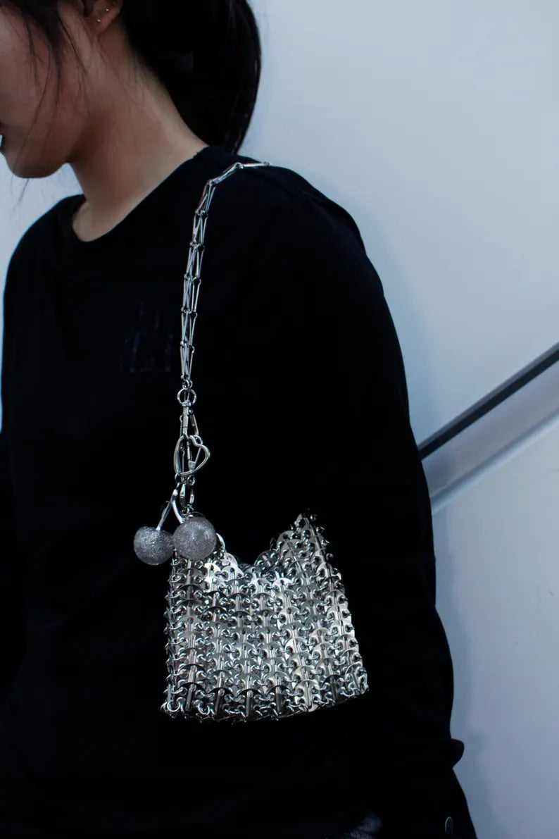 Handmade Interlock Metal Plate Mini Crossbody Bag